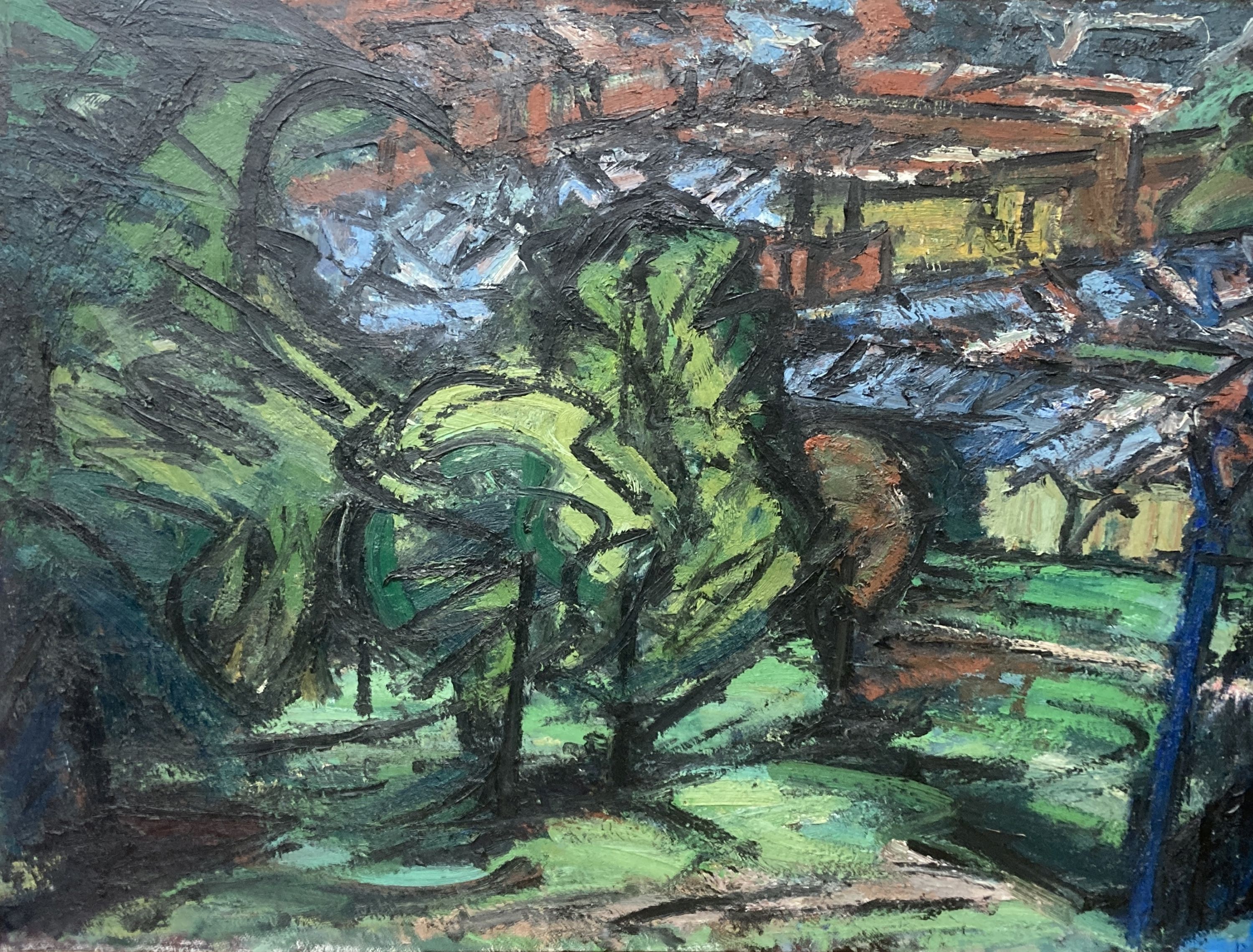 Sally Heywood, oil on canvas, View from Alexandra Palace, label verso, 98 x 135cm